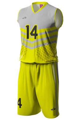 ARCHER - szaro / żółty - strój do koszykówki