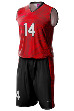 JUNGLE - czerwono / czarny - strój do koszykówki