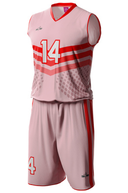 ARCHER - różowo / czerwony - strój do koszykówki