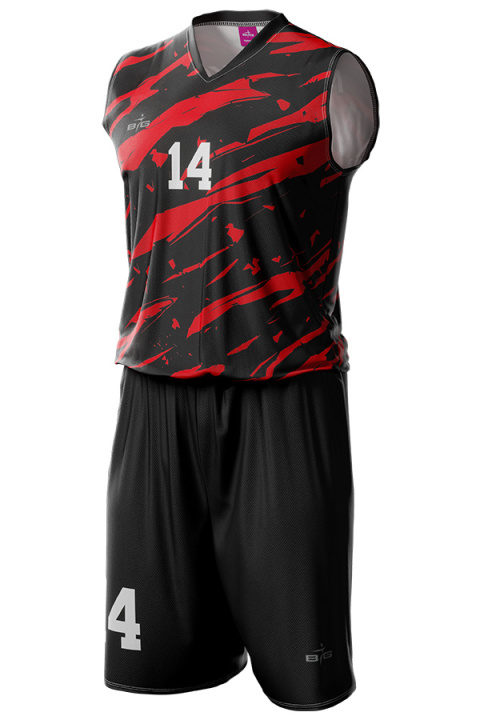 TIGER - czerwono / czarny - strój do koszykówki