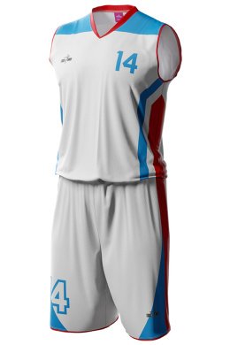 WIRE - biało / błękitny - strój do koszykówki